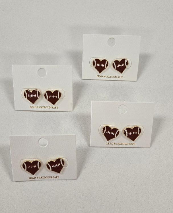Football Heart Earrings