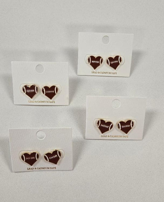Football Heart Earrings