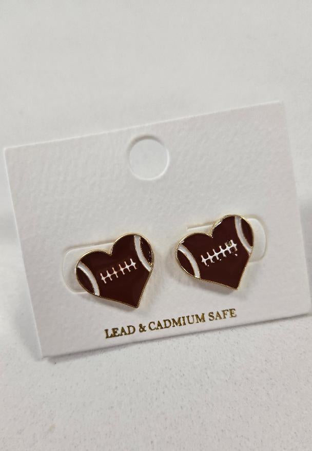 Football Heart Earrings