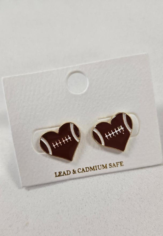 Football Heart Earrings