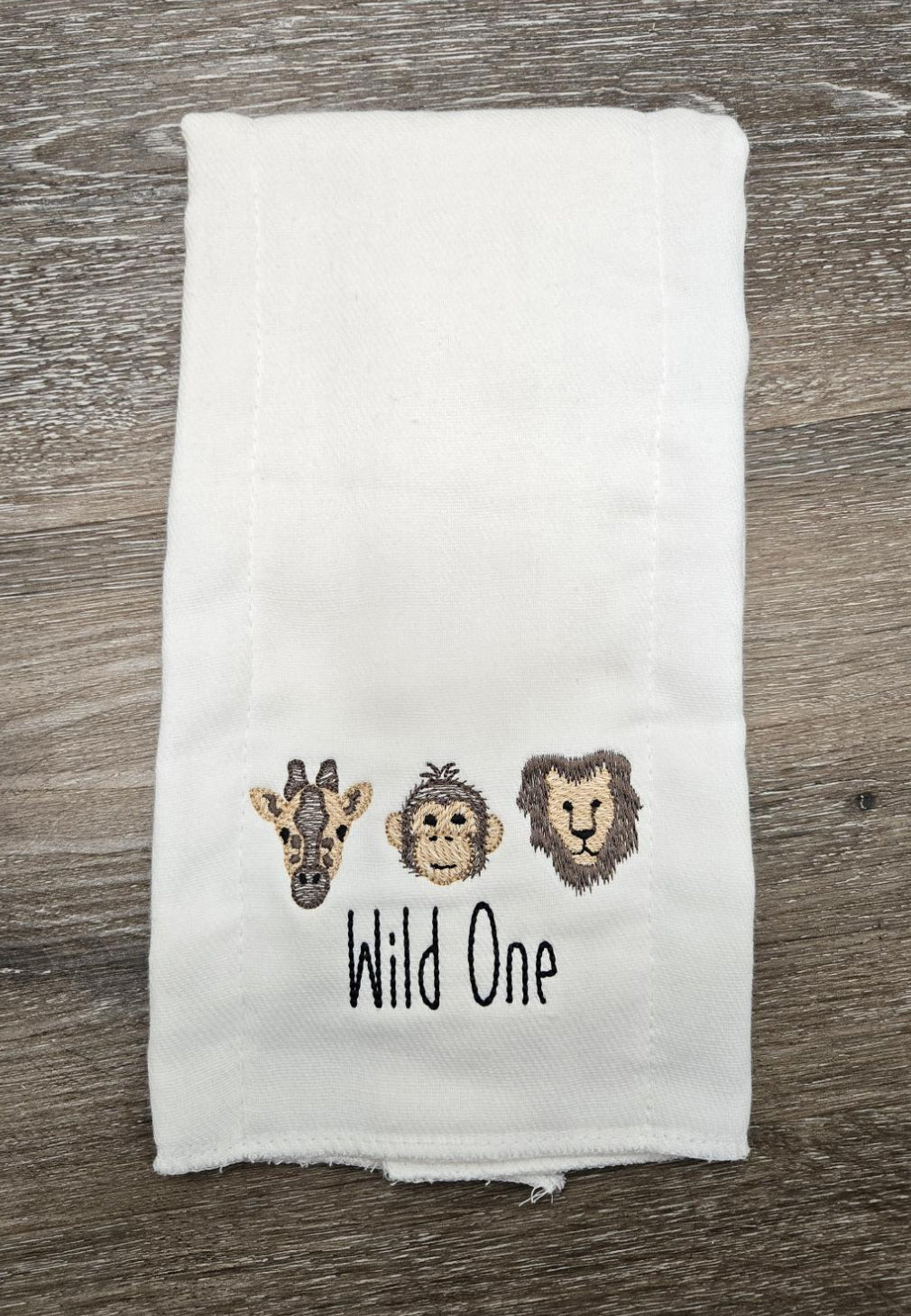 Wild One Embroidered Burp Cloth