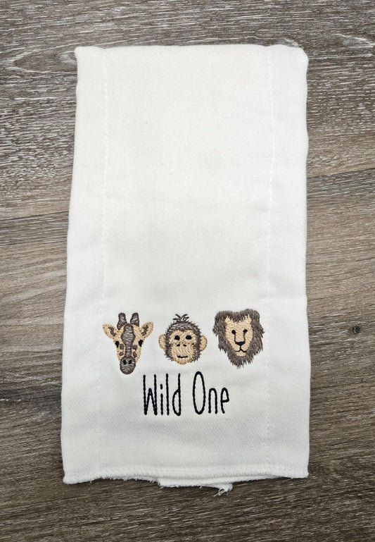 Wild One Embroidered Burp Cloth
