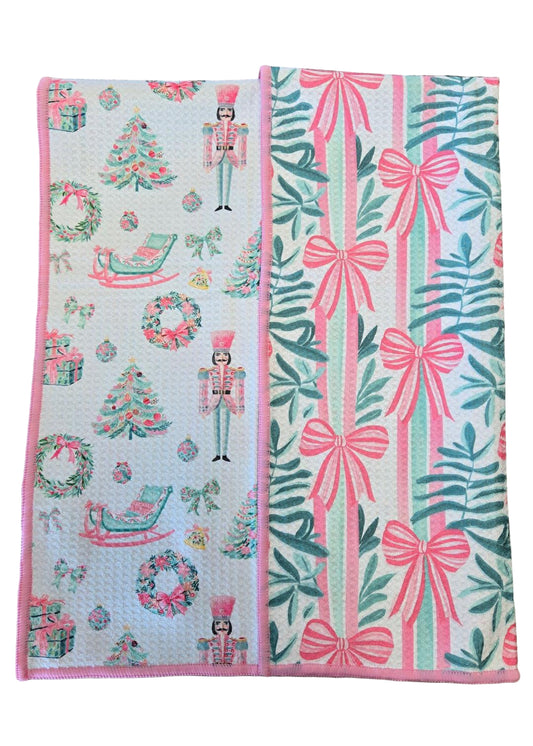 Pink Nutcracker Christmas Quick Dry Kitchen Towel