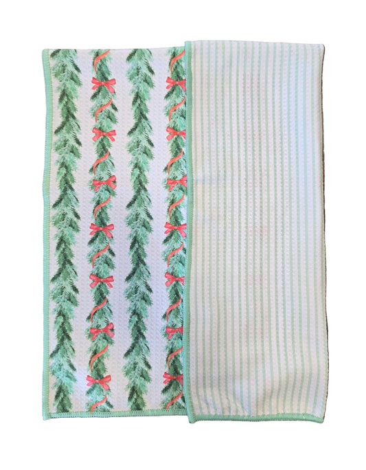 Christmas Wreath Initial Quick Dry Kitchen Towel