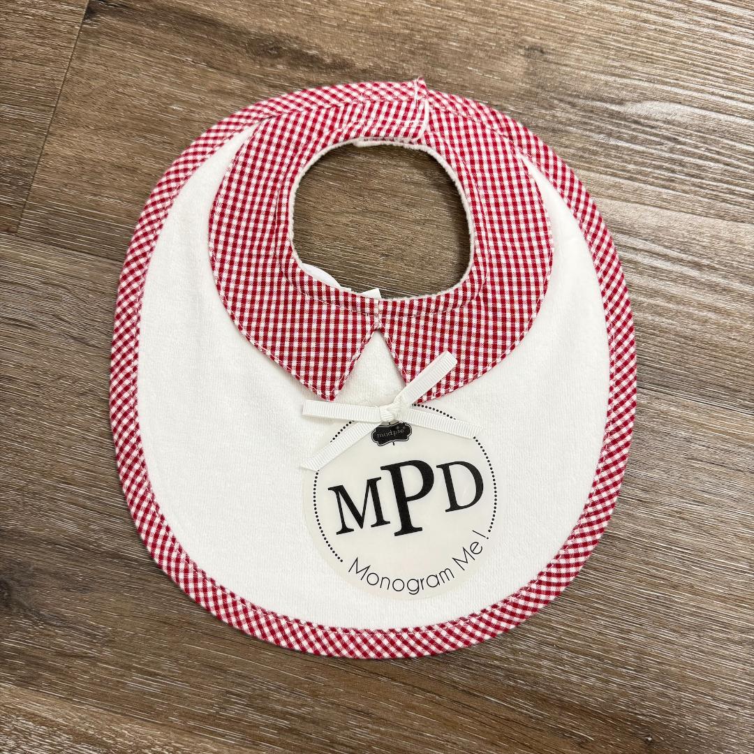 Red Gingham Monogram Me BIb