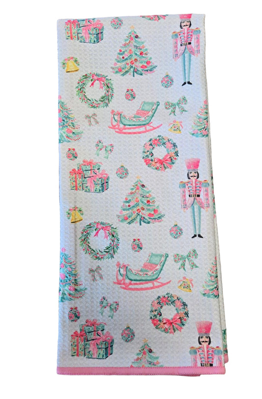Pink Nutcracker Christmas Quick Dry Kitchen Towel