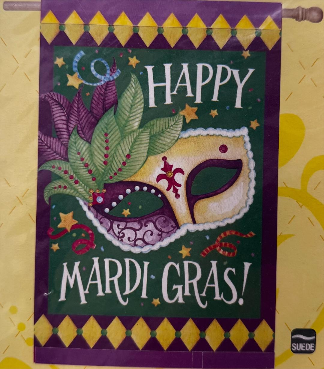 Happy Mardi Gras Large Suede Flag
