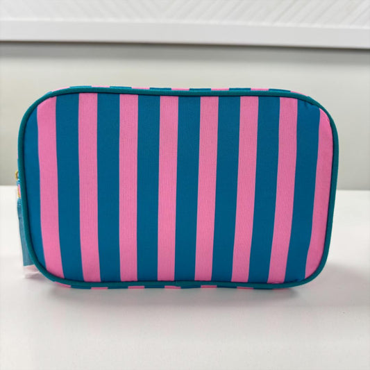 Striped Zipper Makeup Bag With Tassel