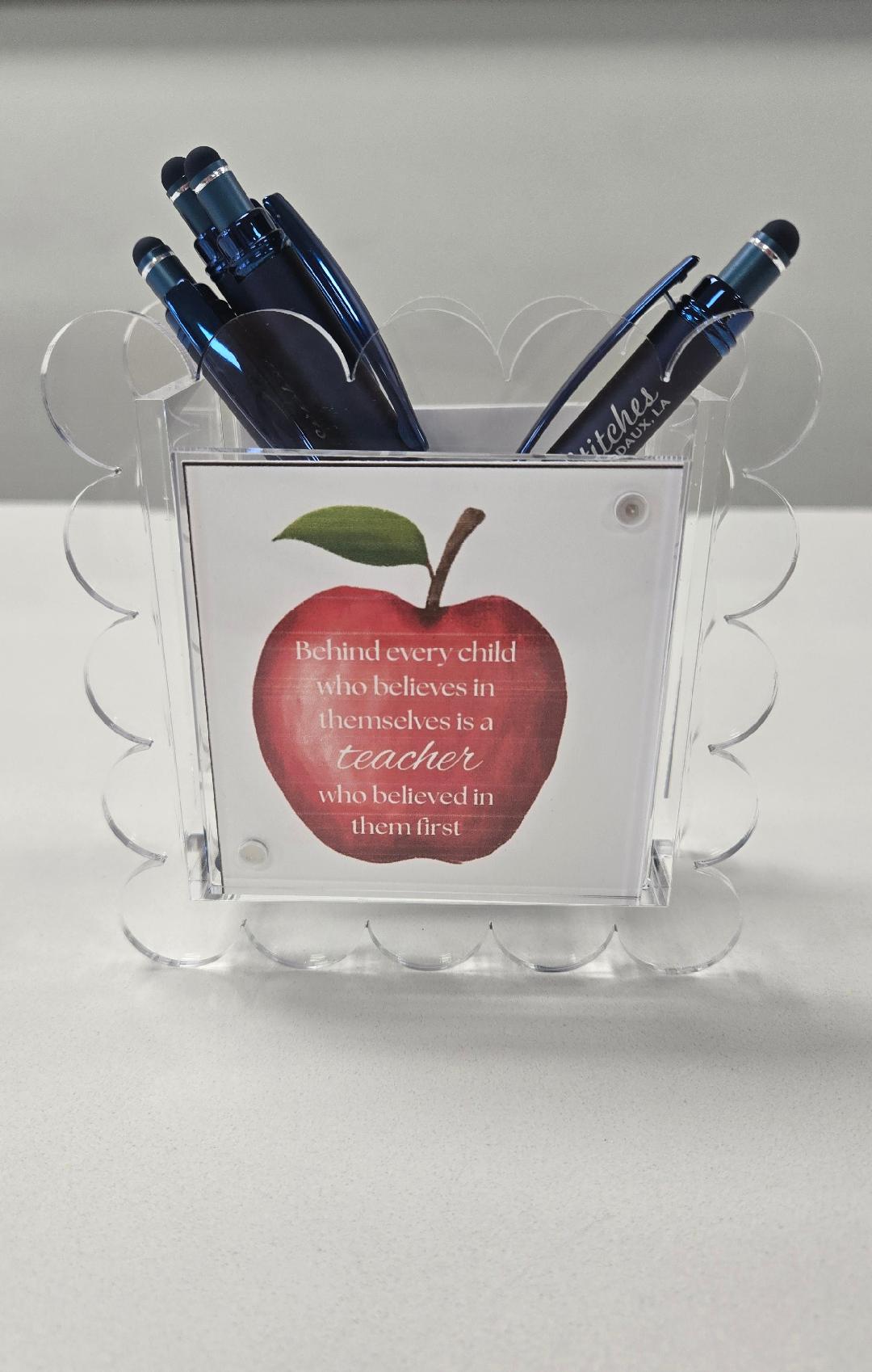 Scalloped Acrylic Pen Holder & Frame