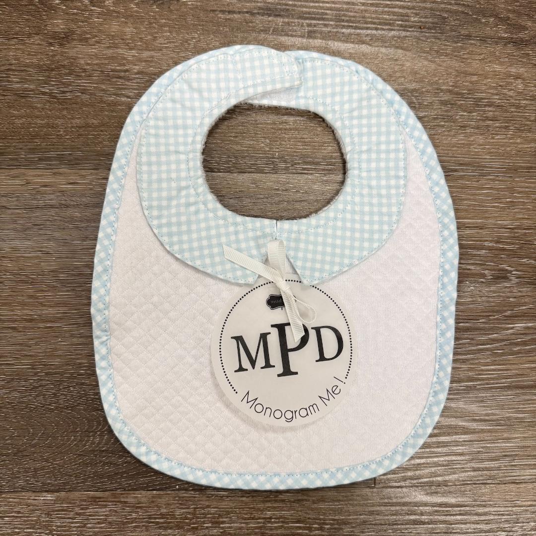 Quilted Monogram Me Bib - Blue