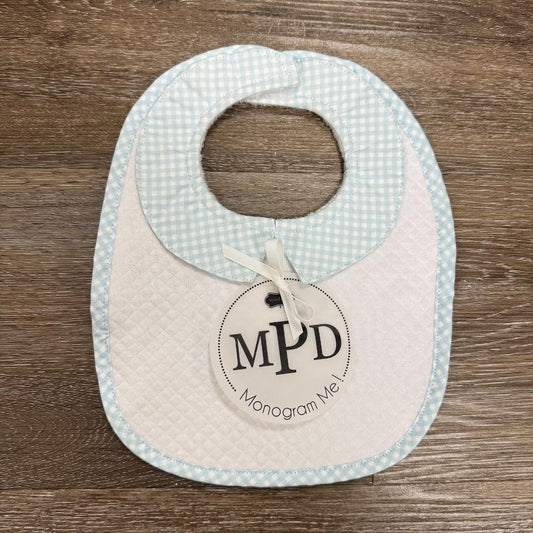 Quilted Monogram Me Bib - Blue