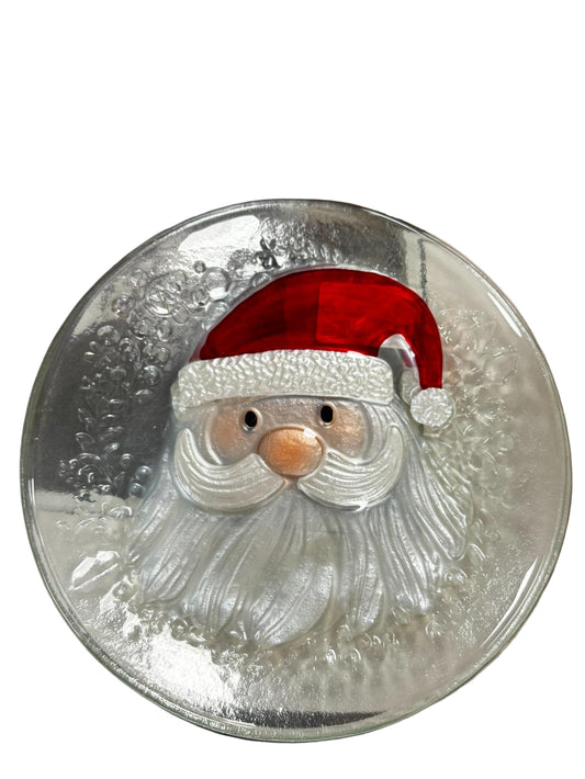 Fused Glass Santa Plate