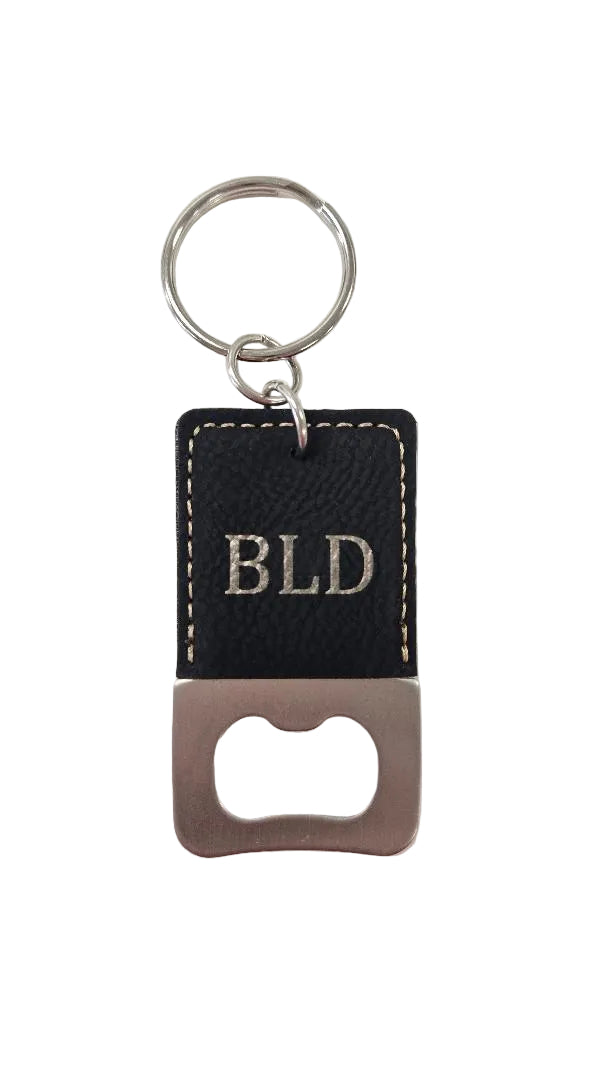 Black Leatherette Bottle Opener Keychain
