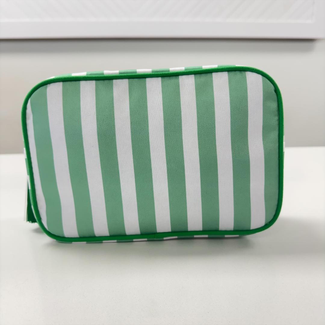 Striped Zipper Makeup Bag With Tassel