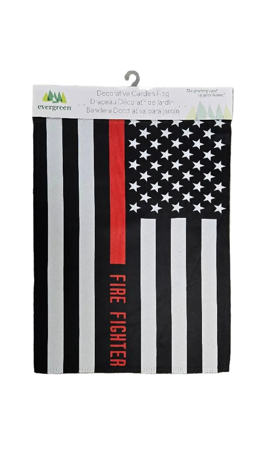 Firefighter Thin Red Line Suede Garden Flag