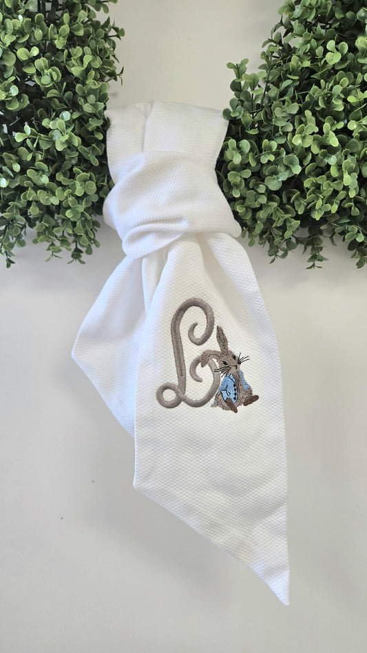 Easter Bunny Initial Wreath Sash - L