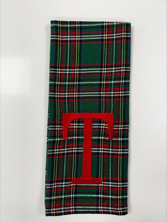 Green Plaid Monogram Towel