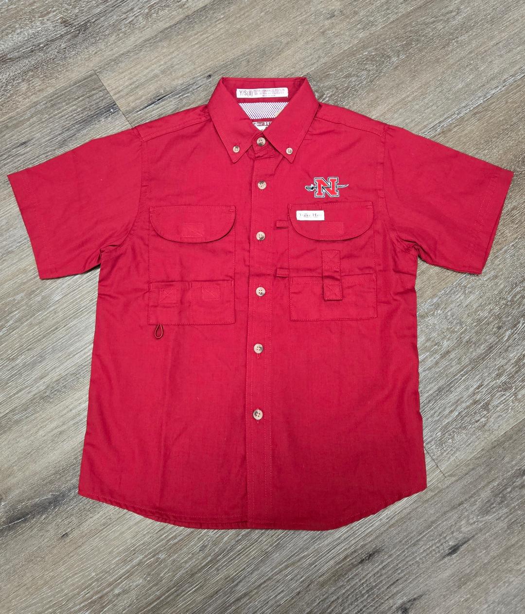 Nicholls Youth Red Tiger Hill Fishing Shirt