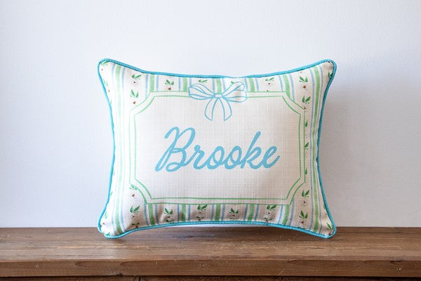Custom Magnolia Stripe Name Pillow