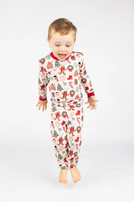 Milk and Cookies Christmas Holiday Bamboo Pajamas Kids Set