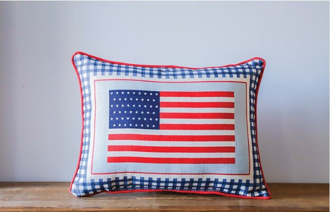 Gingham American Flag Pillow