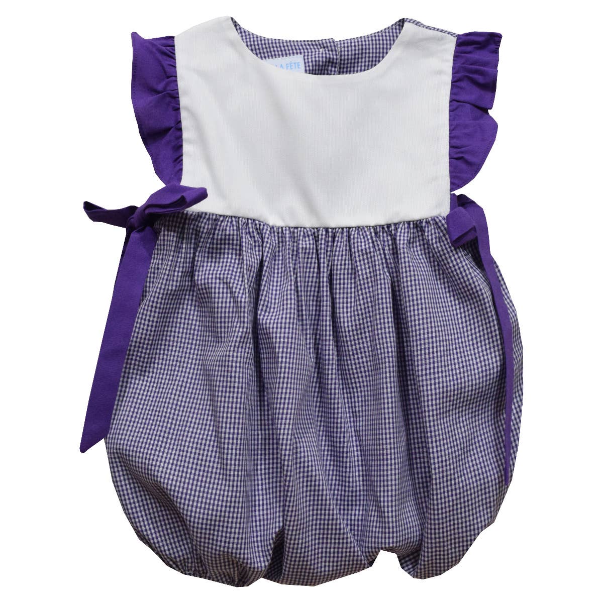 Gingham Short Sleeve Girls Bubble:  Purple