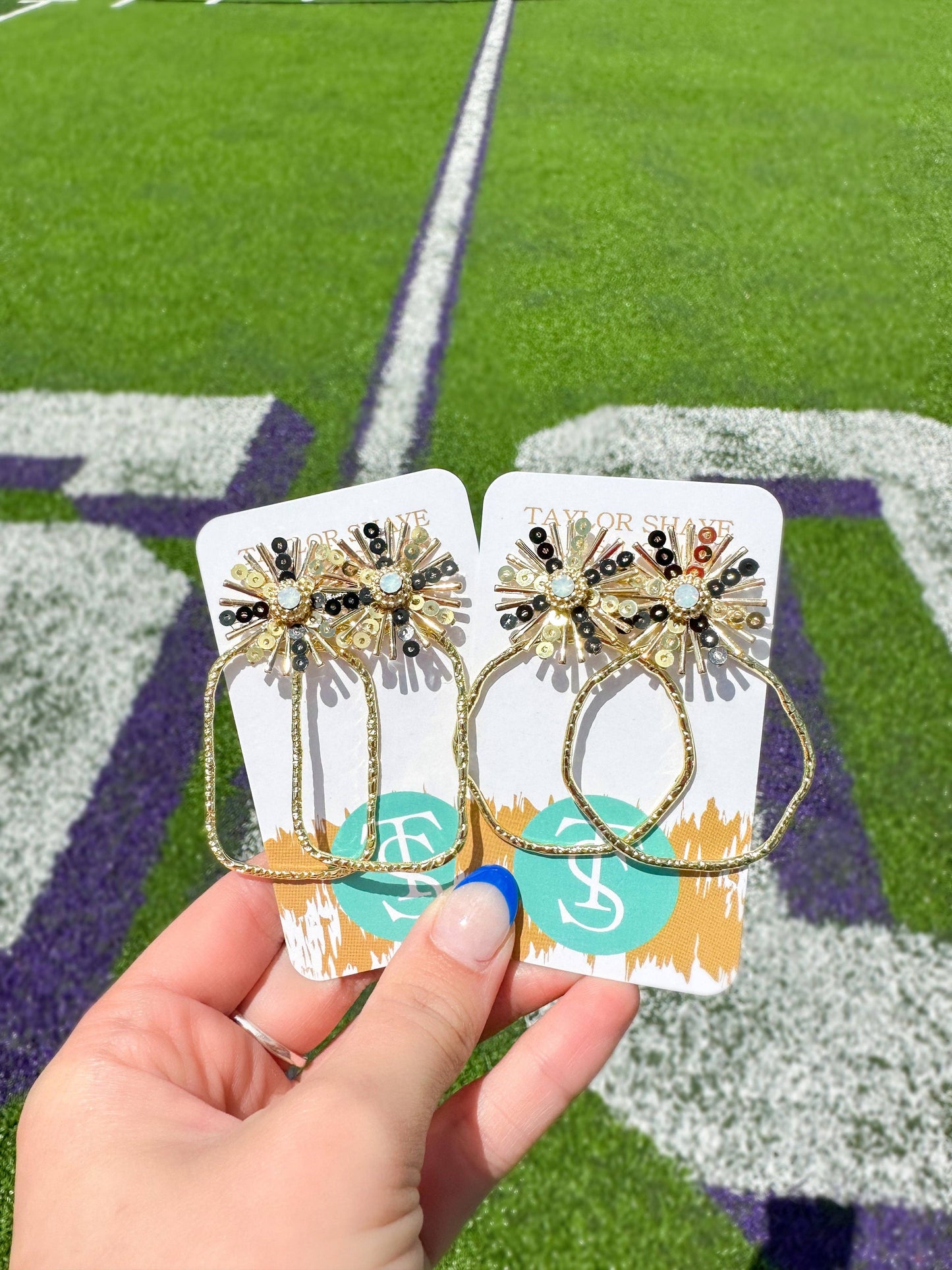 Gameday Sequin Sunburst Hoop Earrings