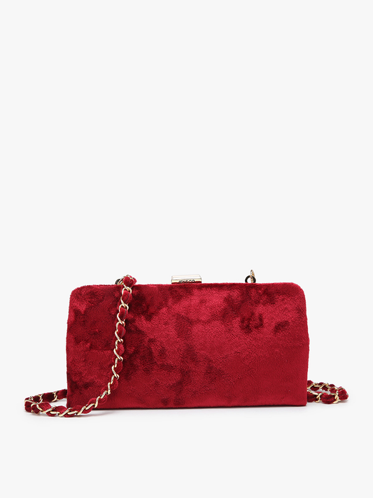 Velvet Wallet Pouch Crossbody: Red