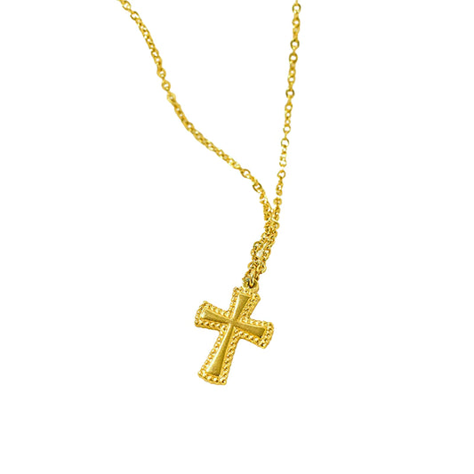 Cross with Bead Edge Necklace
