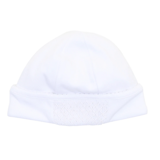 Essentials Smocked White Hat - Newborn